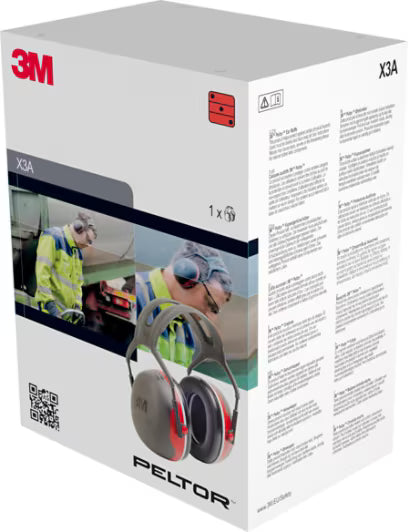 3M™ PELTOR™ Kapselgehörschutz, rot, Kopfbügel, X3A