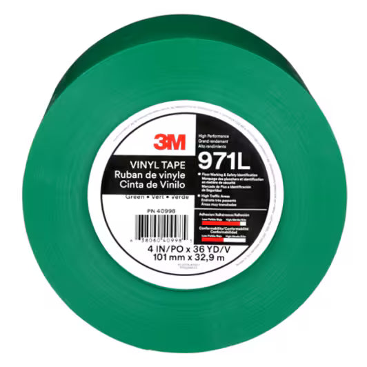 3M™ Robuste Bodenmarkierungsklebeband 971L, Grün, 101.6 mm x 33 m, 0.43 mm, einzeln verpackt praktisch verpackt