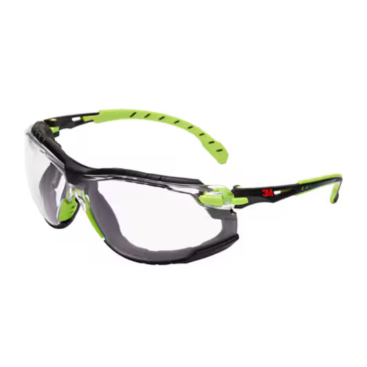 3M™ Solus™ 1000 Schutzbrille, grün/schwarzer Rahmen, Scotchgard™ Anti-Beschlag- und Kratzschutzbeschichtung (K&N), klare Scheiben, Schaumstoffdichtung und Band, S1201SGAFKT-EU, 20/Karton