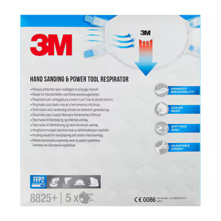 3M™ Atemschutzmaske für manuelles und maschinelles Schleifen 8825+, FFP2, Ventil, 5 Stück/Packung