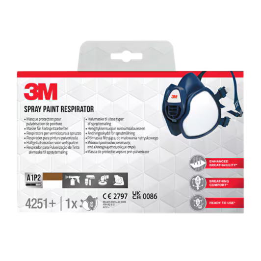 3M™ Wartungsfreie Halbmaske, 4251+, FFA1P2R D Filter, 1/PCE, 4PCE/KRT