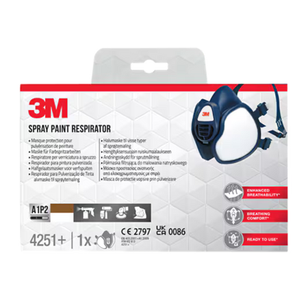 3M™ Wartungsfreie Halbmaske, 4251+, FFA1P2R D Filter, 1/PCE, 4PCE/KRT