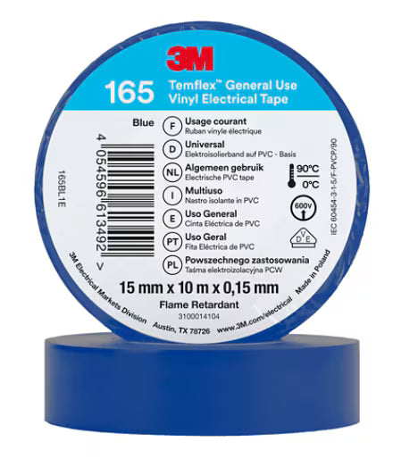 3M™ Temflex™ Vinyl-Isolierband 165, Blau, 15 mm x 10 m