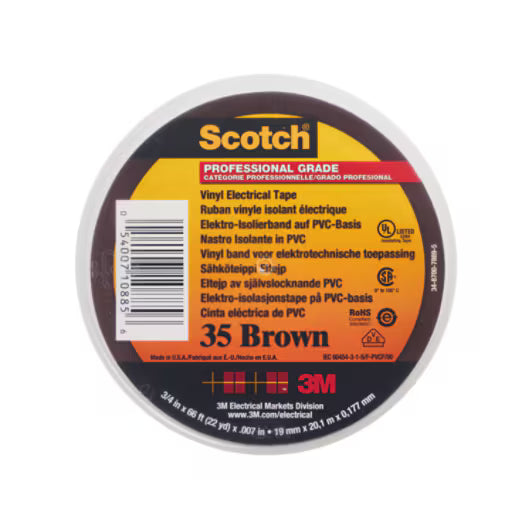 Scotch® 35 Vinyl-Elektro-Isolierband, Braun, 19 mm x 20 m, 0,18 mm