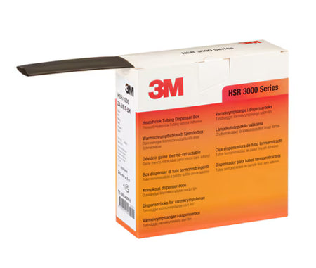 3M™ HSR 3000 Dünnwandiger Warmschrumpfschlauch auf Minispule, Schwarz, 1,5/0,5 mm, 12 m, Spenderbox