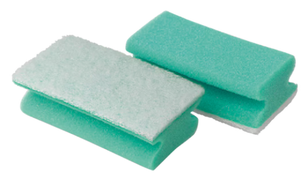 Scotch-Brite™ Synthetischer Schwamm mit Griff 108, Grün/Weiß, 70 mm x 130 mm, 10/Packung