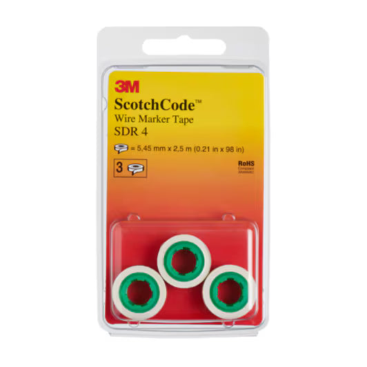 3M™ ScotchCode™ SDR-4 Kabelmarkierungs-Nachfüllrollen, Nummer „4“, 3x Blisterpackung