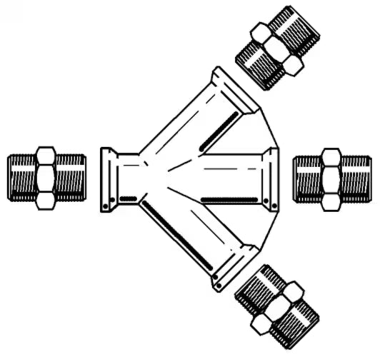 3M™ Kupplung 3 Ausgänge 3/8" BSP Innengewinde inkl. Adapter mit Außengewinde