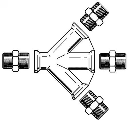 3M™ Kupplung 3 Ausgänge 3/8" BSP Innengewinde inkl. Adapter mit Außengewinde