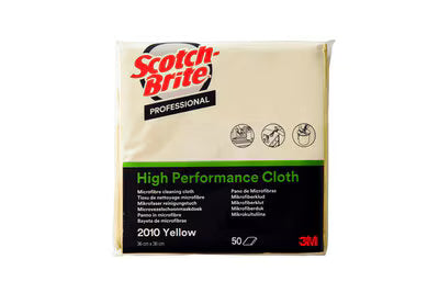 Scotch-Brite™ Hochleistungs-Mikrofasertuch 2011, Gelb, 360 mm x 360 mm, 50 Stück/Packung, 8 Packungen/Karton