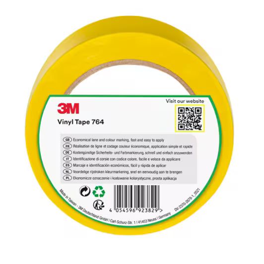 3M™ Vinylband für allgemeine Anwendungen 764, Gelb, 50 mm x 33 m, 0.13 mm, einzeln und handlich verpackt
