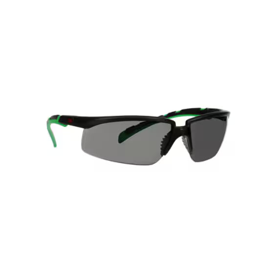 3M™ Solus™ 2000 Schutzbrille, schwarz/grüner Rahmen, kratzfest+ (K), IR 3.0 graue Gläser, S2030ASP-BLK, 20/Karton
