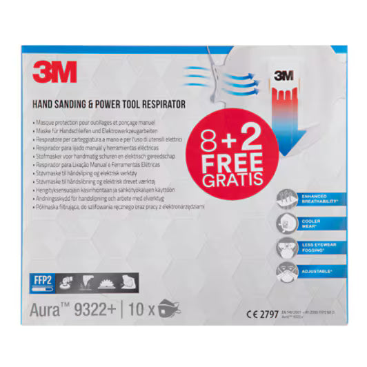 3M™ Aura™ Cool Flow™ Atemschutzmaske mit Ventil Serie 9322+
