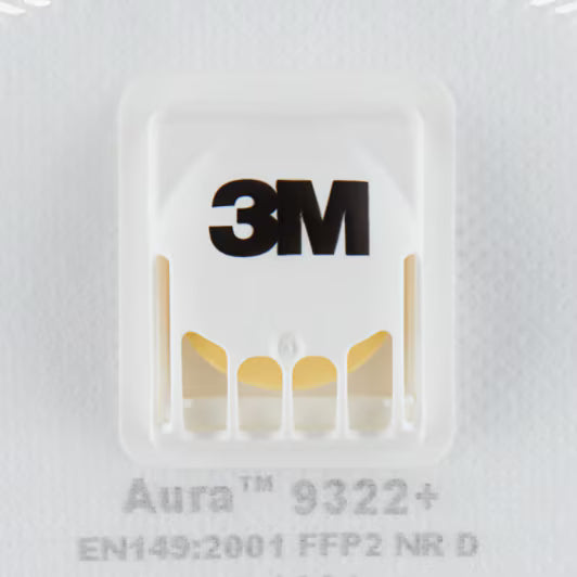 3M™ Aura™ Atemschutzmaske für manuelles und maschinelles Schleifen 9322+, FFP2, Ventil, 5 Stück/Packung