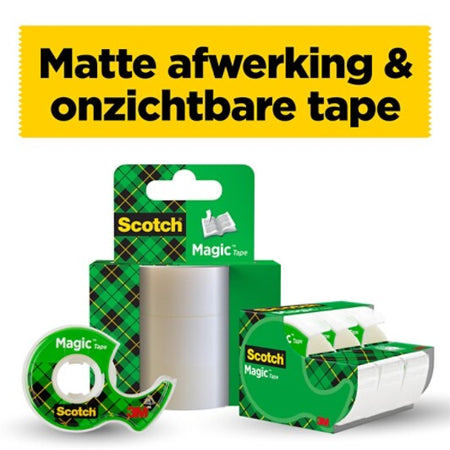 Scotch® Magic™ Unsichtbares Klebeband, 3 Rollen, 19 mm x 25 m + 1 Klebebandabroller Gratis