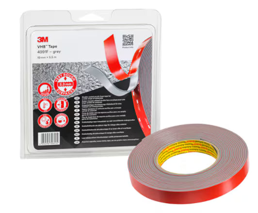 3M™ VHB™ Klebeband 4991F, Grau, 19 mm x 5.5 m, 2.3 mm, Blisterverpackung