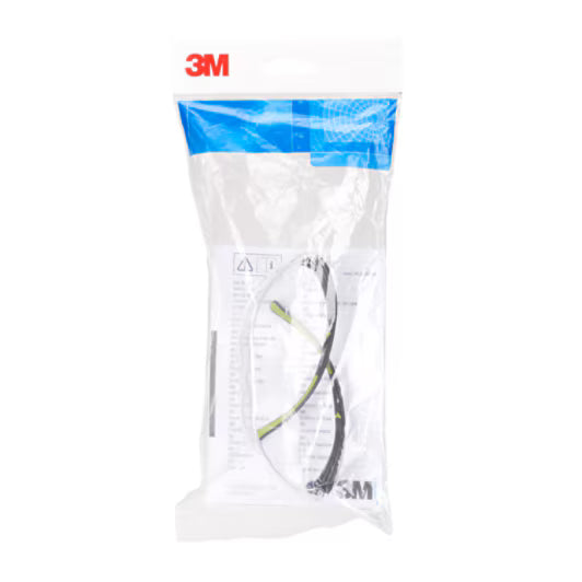 3M™ SecureFit™ 400 Schutzbrille, schwarz/grüner Rahmen, kratzfest/beschlagfrei, klare Gläser, SF401AS/AF-EU