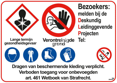 Aufstellschild Verunreinigter Boden/Meldepflicht DLP 50x70 cm