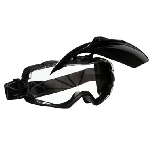 3M™ GoggleGear™ 6000 Schutzbrille, Scotchgard™ Anti-Beschlag- und Anti-Kratz-Beschichtung (K&N), klare Scheibe, mit hochklappbarer grauer IR5-Vorsatzscheibe, GG6001SGAF-IR5, 10/Karton