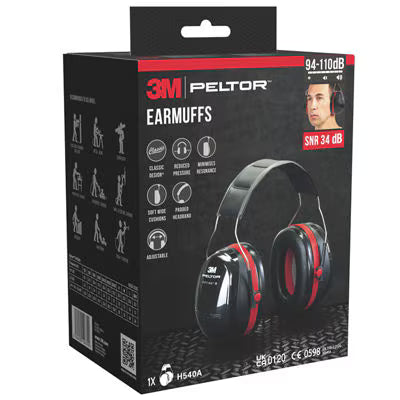 3M™ PELTOR™ Optime™ III Kapselgehörschutz H540A, SNR-Wert 34 dB, Schwarz/Rot