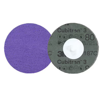 3M™ Cubitron™ 3 Roloc™ Fiberschleifscheibe 1187C, 80+, TR, Violett, 51 mm, 50/Karton, 200 St./VE