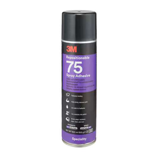 3M™ Repositionierbarer Sprühkleber 75, Transparent, 500 ml