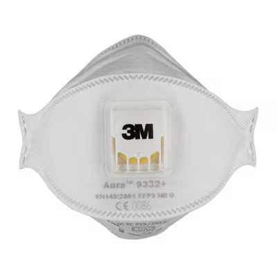 3M™ Aura™ Komfort Cool Flow™ Atemschutzmaske 9332+, FFP3, mit Ventil, 10/Packung