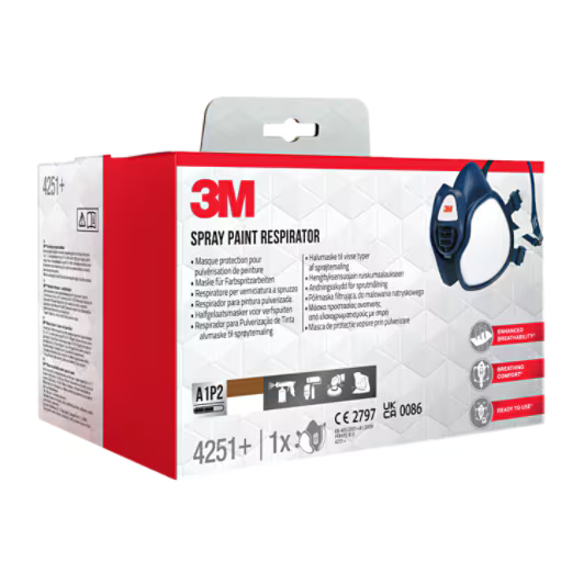 3M™ Wartungsfreie Halbmaske, 4251+, FFA1P2R D Filter, 1/PCE, 4PCE/KRT