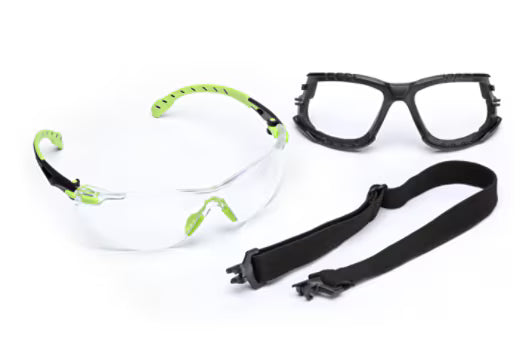 3M™ Solus™ 1000 Schutzbrille, grün/schwarzer Rahmen, Scotchgard™ Anti-Beschlag- und Kratzschutzbeschichtung (K&N), klare Scheiben, Schaumstoffdichtung und Band, S1201SGAFKT-EU, 20/Karton
