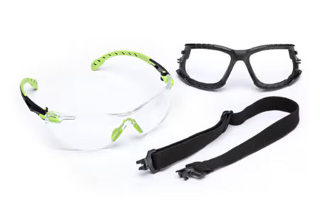 3M™ Solus™ 1000 Schutzbrille, grün/schwarzer Rahmen, Scotchgard™ Anti-Beschlag- und Kratzschutzbeschichtung (K&N), klare Scheiben, Schaumstoffdichtung und Band, S1201SGAFKT-EU, 20/Karton