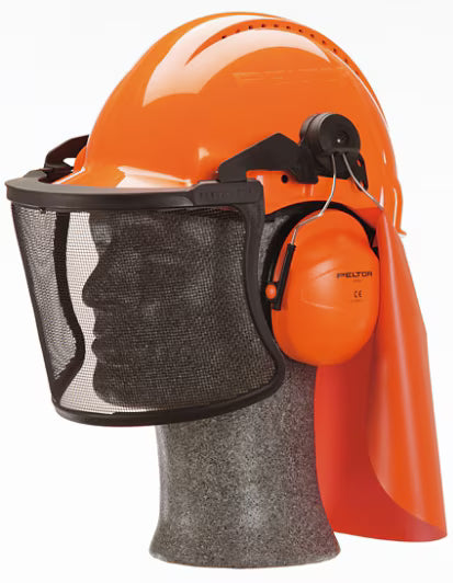 3M™ Forstwirtschafts-Helmset, G3000 orange, Optime I Kapselgehörschutz, Gittervisier V5C, G3000NOR51V5C