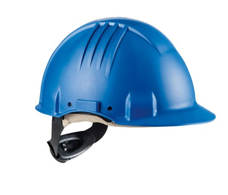 3M™ Hochtemperatur-Schutzhelm, Ratschenverstellung, unbelüftet, 1000 V dielektrisch, Leder-Schweißband, blau, G3501M-BB