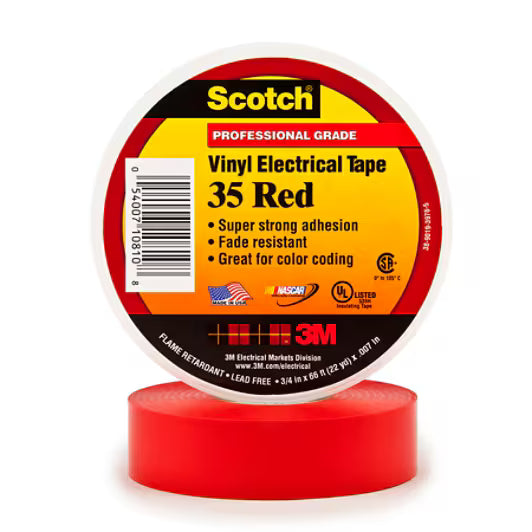 Scotch® 35 Vinyl-Elektro-Isolierband, rot, 19 mm x 20 m, 0,18 mm
