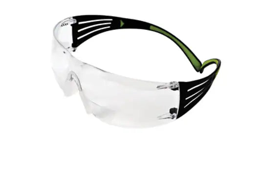 3M™ SecureFit™ 400 Schutzbrille mit Lesehilfe, schwarz/grüner Rahmen, kratzfest/antibeschlag, klar, +1,5 Dioptrien, SF415AS/AF-EU, 20/Box