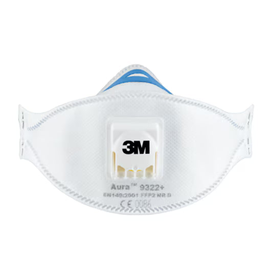 3M™ Aura™ Atemschutzmaske für manuelles und maschinelles Schleifen 9322+, FFP2, mit Ventil, 2 Stück/Packung
