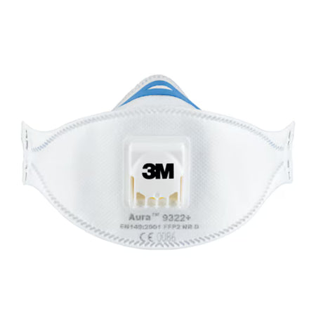 3M™ Aura™ Atemschutzmaske für manuelles und maschinelles Schleifen 9322+, FFP2, mit Ventil, 2 Stück/Packung