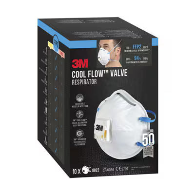 3M™ Cool Flow™ Partikelmaske 8822, FFP2, mit Ventil, 10 Stück/Packung