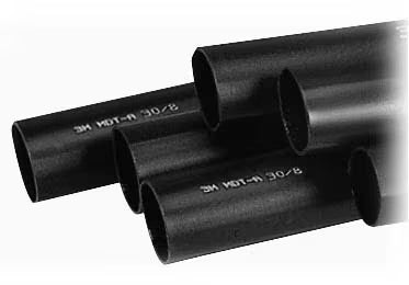 3M™ MDT-A-F Halbwandiger Warmschrumpfschlauch mit Kleber, selbstverlöschend, Schwarz, 38/12 mm, 1 m