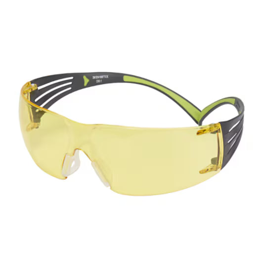 3M™ SecureFit™ 400 Schutzbrille, schwarz/grün Rahmen, kratzfest/beschlagfrei, bernsteinfarbene Gläser, SF403AS/AF-EU