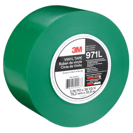 3M™ Langlebiges Bodenmarkierungsband 971L, Grün, 76.2 mm x 33 m, 0.43 mm, einzeln und praktisch verpackt