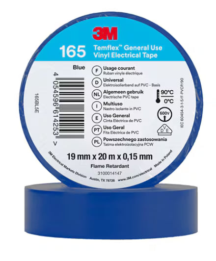 3M™ Temflex™ Vinyl-Isolierband 165, Blau, 19 mm x 20 m