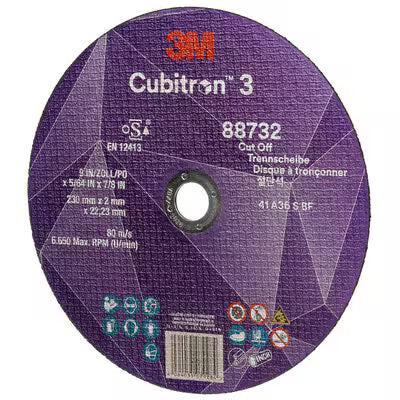 3M™ Cubitron™ 3 Trennscheibe, 88732, 36+, T41, 230 mm x 2 mm x 22,23 mm, EN, 25 Stück/Packung, 50 Stück/Karton