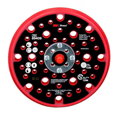 3M Xtract™ Hookit™ Stützteller, 89409, 150mm, hart, rot, 10 Stk./Karton