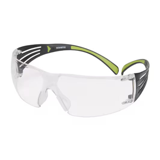 3M™ SecureFit™ 400 Schutzbrille, schwarz/grüner Rahmen, kratzfest/beschlagfrei, klare Gläser, SF401AS/AF-EU