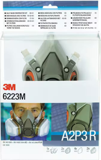 3M™ wiederverwendbares Halbmaskenset, A2P3 R-Filter, Größe M, 6223M