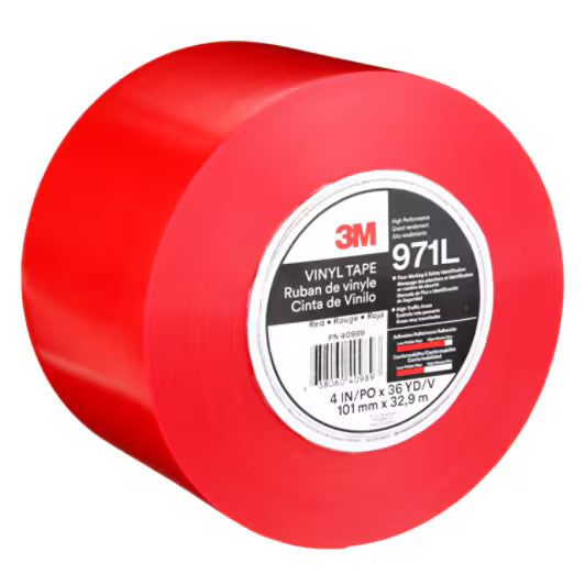 3M™ Robuste Bodenmarkierungsbänder 971L, Rot, 101.6 mm x 33 m, 0.43 mm, einzeln verpackt und bequem verpackt