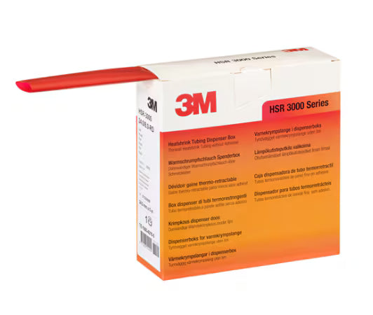 3M™ HSR 3000 Dünnwandiger Warmschrumpfschlauch auf Kleinrolle, Rot, 24/8 mm, 5 m, Spenderkarton