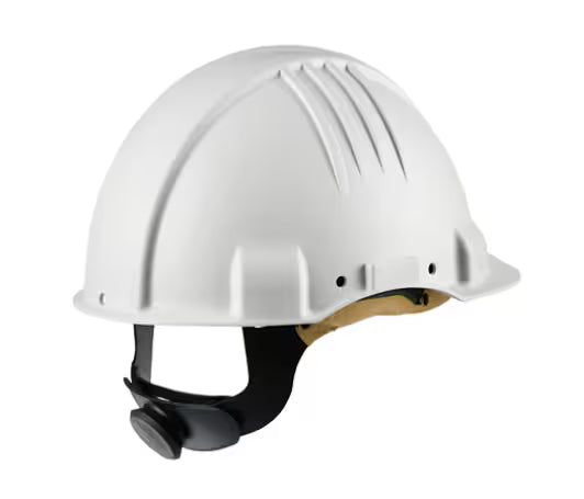 3M™ Schutzhelm für hohe Temperaturen, Ratschenverschluss, ohne Belüftung, 1000 V dielektrisch, Lederschweißband, weiß, G3501M-VI