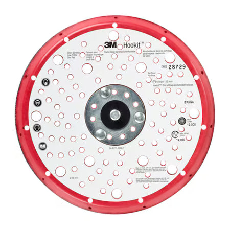 3M™ Hookit™ Schleifscheiben-Stützteller, flach, rot, 150 mm, 5/16-24 Zoll, Multihole, 28729