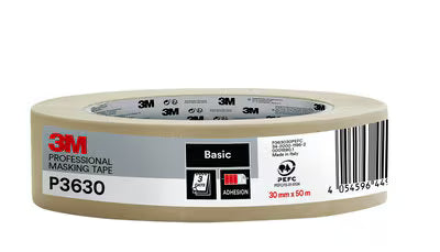 3M™ Professionelles Abdeckband P3630, Beige, 30 mm x 50 m, 1 Rolle/Packung, 70 % PEFC SGSCH-PEFC-COC-110078